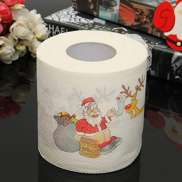 

1 Roll Home Santa Bath Toilet Paper Christmas Supplies Xmas Decor Tissue Roll, White