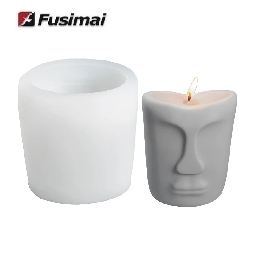 

Fusimai Diy Manual Human Faces Mould Gypsum Simple Face Aromatherapy Candle Silicone Mold, Customized color