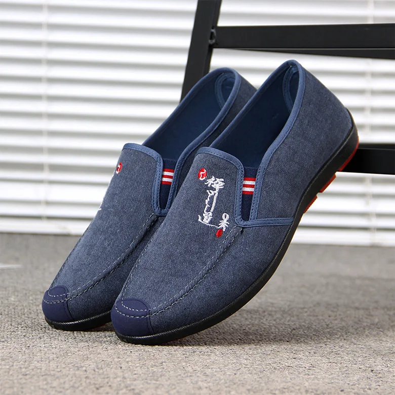 

2020 New Old Beijing Cloth Shoes Men Canvas Shoes Men Casual Shoes Cheap, Blue and gray