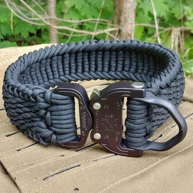 

collar tactico para Hot Sale Tactical heavy dutyextra wide Medium Large Paracord Braided Pet Rope Nylon Dog Collar and Leash