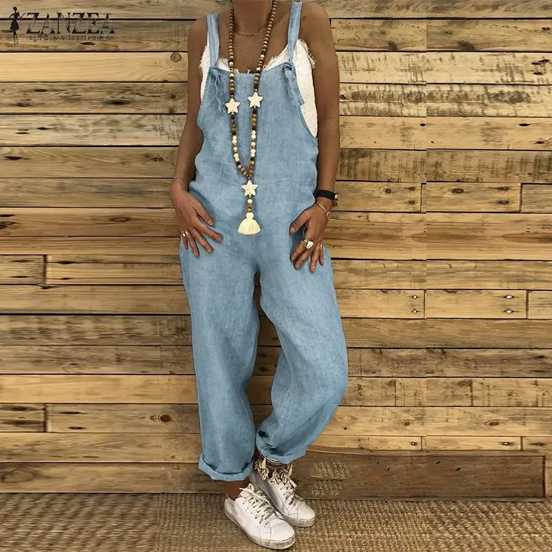 

Women Oversize Sleeveless Vintage Solid Dungarees Jumpsuits Overalls Playsuit, Black/wine red/navyk blue/grey/khaki/sky blue
