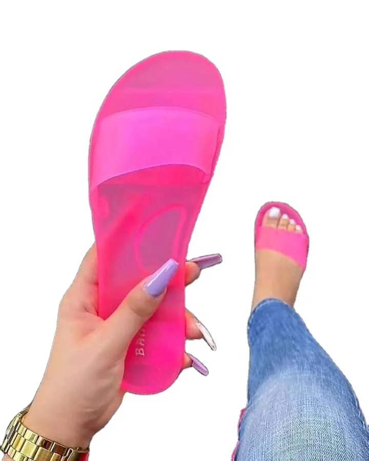 

2021 Summer Sandals Women Shoes Woman Sandals Flat Slipper Transparent Candy Color Fashion Beach Jelly