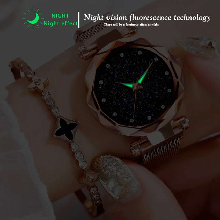 
New Hot Sale Women Ladies Watches Magnetic Buckle Luxury Fashion Relogio Feminino Crystal Female Wristwatch Alloy Watches 