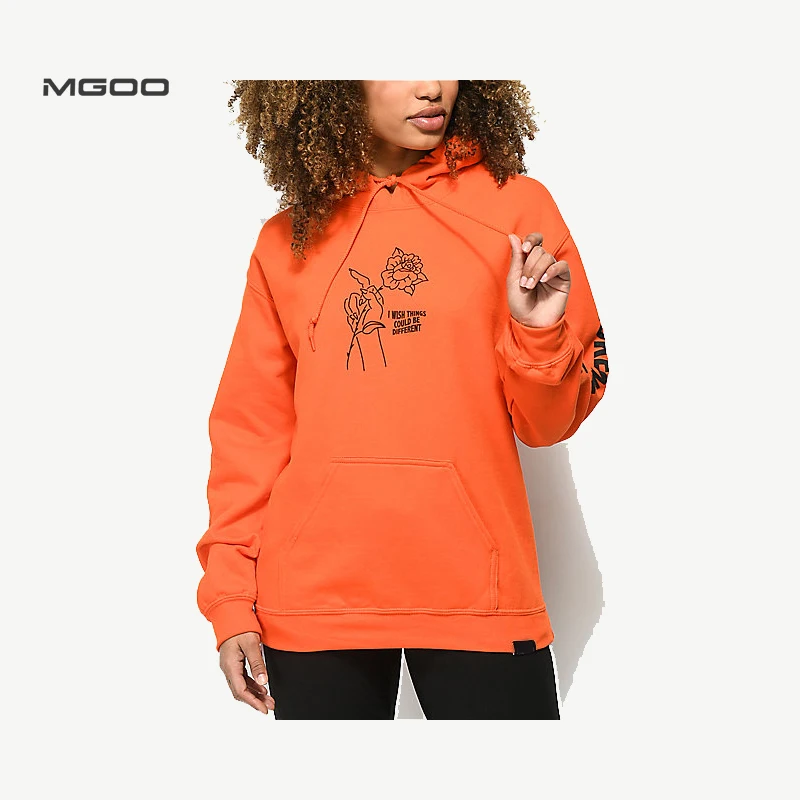 

MGOO High Quality Custom Orange Loose Pattern Pullover Women Hoodies, As the photo or can be custom