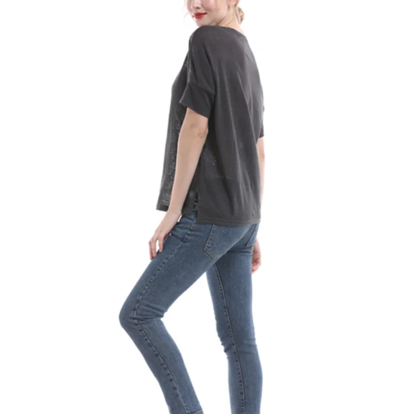black linen t shirt women's