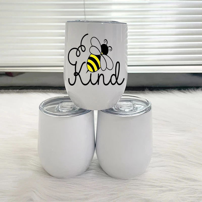 

Customized logo 12oz sublimation wine tumbler stainless steel insulated vacuum egg shape tumbler mug