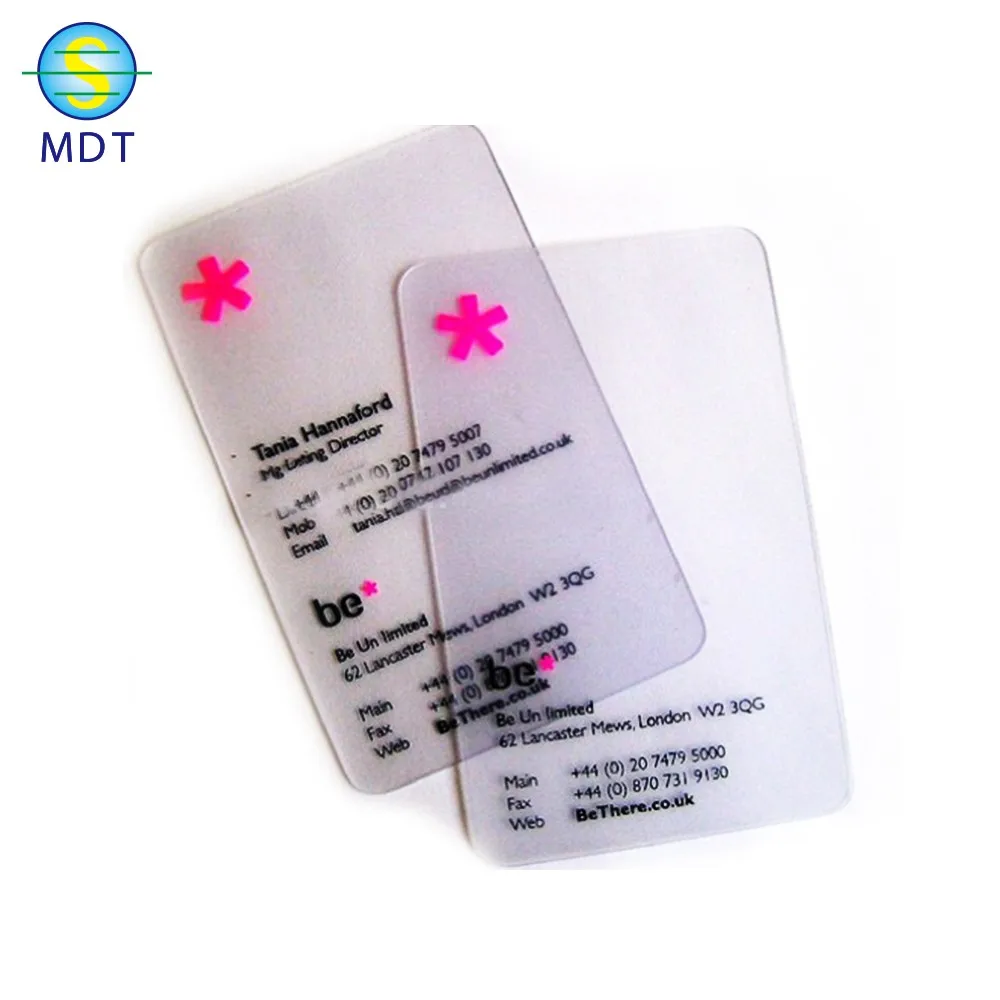

MDT A pvc Transparent card plastic clear card promotion, Cmyk color or pantone color