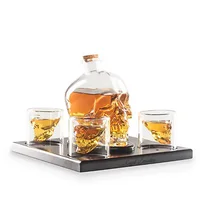 

High Quality Halloween Skull Shaped Liquor Glass Decanter Gift Set with 4 Glasses