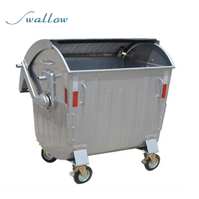 Outdoor Garbage Containers 1100 L Galvanized Waste Bin With Cover Buy