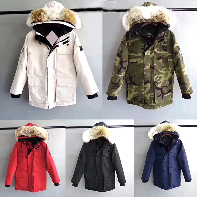 

E08 Canada Parka High Quality Men's Warm Goose Down Jacket Original Logo Man's Down Coat, Red blue green black