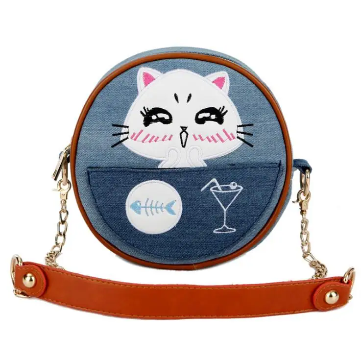 

New Popular Blue Jean Purse Strap Shoulder Bag Embroidery Cute Design Purses And Handbags For Women, Customizable