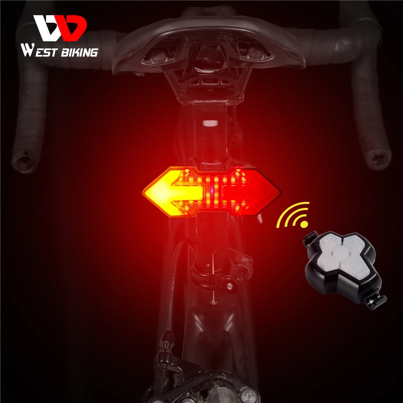 

WEST BIKING Remote Control Direction Indicator LED Rear Light New USB Lamp Cycling Taillight Bike Turn Signal Light With Horn, Black