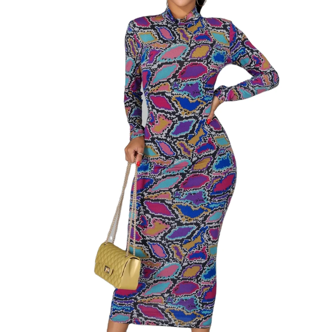 

2021 new arrivals spring collection women snake printed women casual dresses