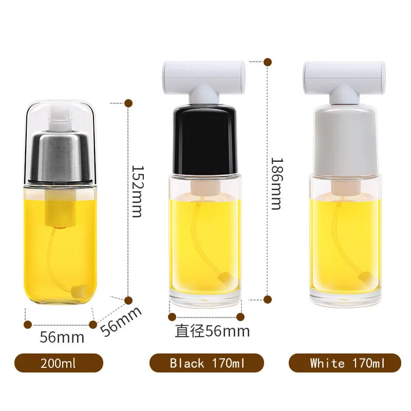 

Hot Sale 200ml Olive Oil Spray Bottle Salad BBQ Kitchen Baking Roasting Cooking Olive Oil Sprayer, Black,white