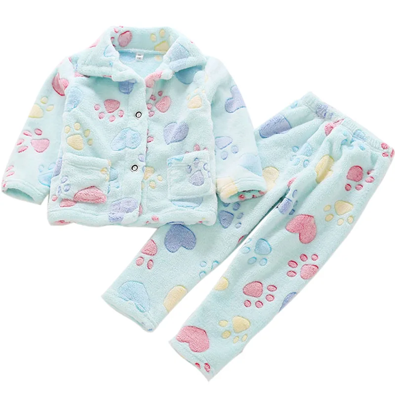 

Children's Flannel Housewear Bathrobe 2-piece Boys and Girls Soft Flannel Nightgown