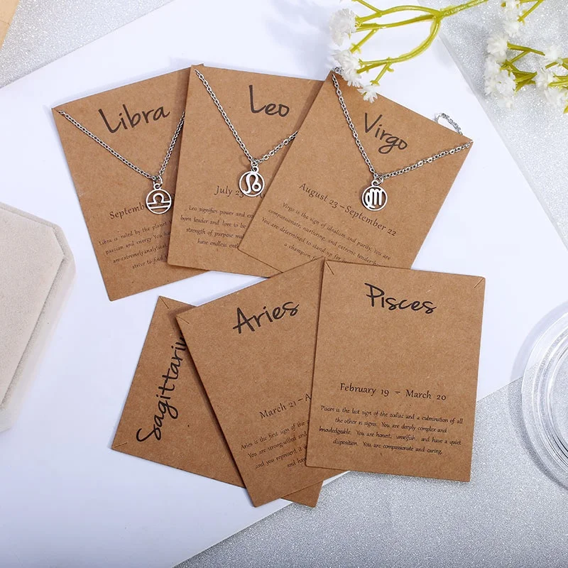 

Wholesale  12 zodiac signs cards kraft paper jewelry cards/necklace/Hairpin packing cards holder set jewelry displays card