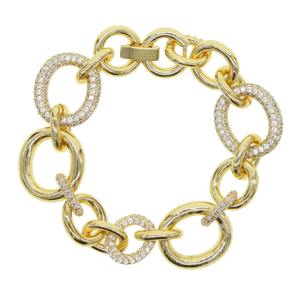 

18K Gold plated Circle link chain Women Bracelet Classic Geometric European Women Jewelry, Rose gold