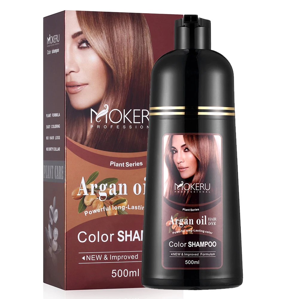 

MOQ 1pc Wholesale Mokeru 500ml Natural Herbal Extract Permanent Gray Hair Dye Shampoo Easy Color Dye Shampoo Gray Hair Shampoo, 12 colors