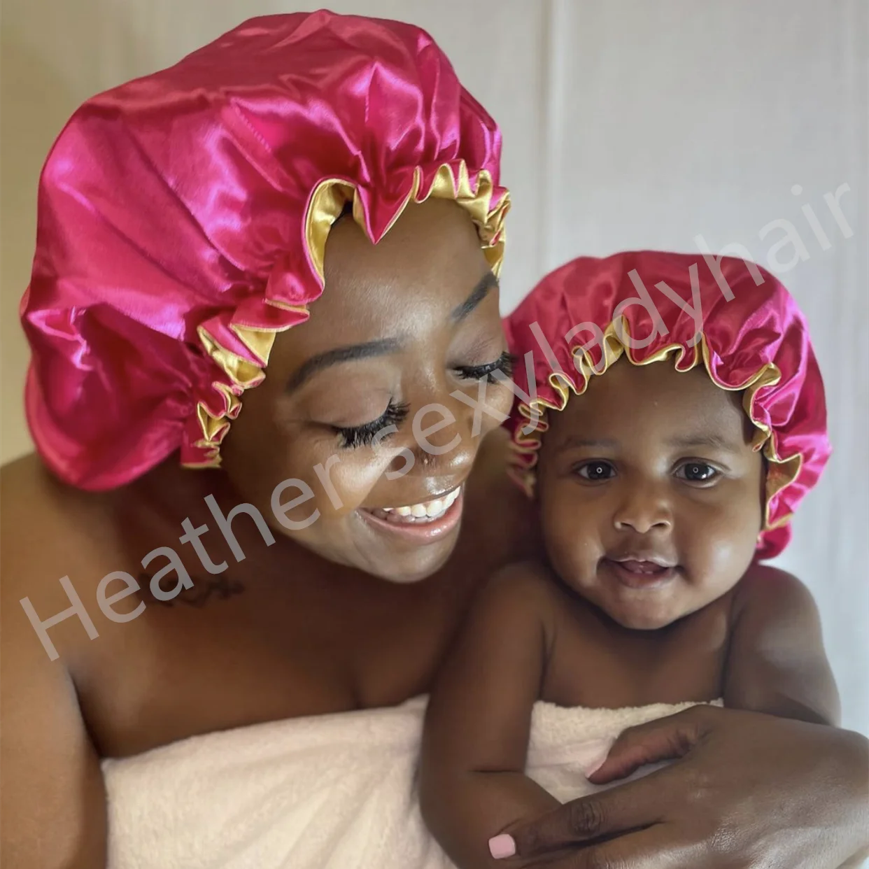 

Best Quality Double Layer Satin bonnets silk bonnets and satin hair wraps mommy and me bonnets with custom logo