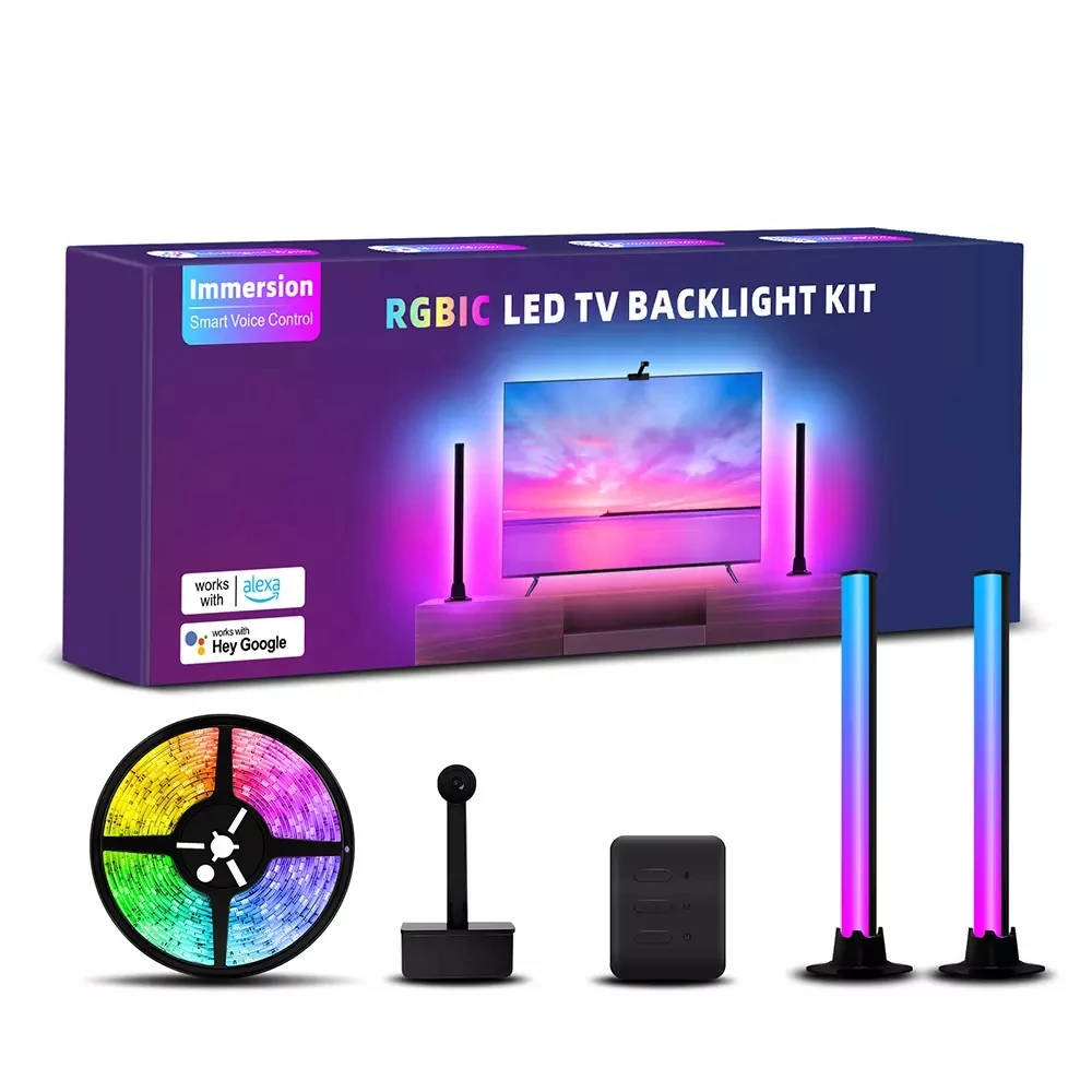

Group control LED smart TV backlight can be controlled by Alexa Google Home voice smart TV backlight