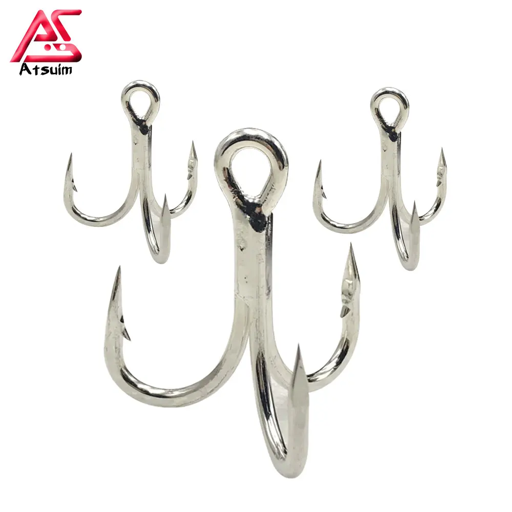 

AS 5X Strong Strength Treble Hooks Stainless Skirts  Anchor Fishing Hooks Jigging Pesca Carbon Lure Tackle, Grey/silver