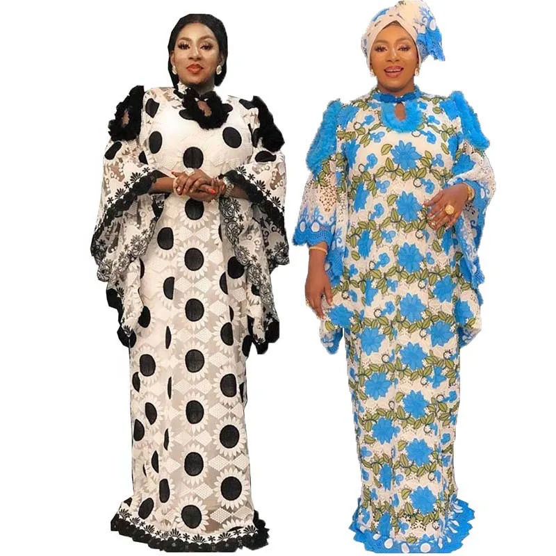 

Lace African Dresses for Women Plus Size Dashiki African Design Clothes Abaya Dubai Boubou Robe, As showed