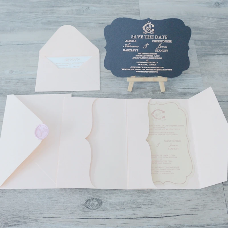 Wedding Package Pocket Fold Foiled Wedding Invitations Wedding Invite Stationery Wren Debut Pocketfold Day Invitation
