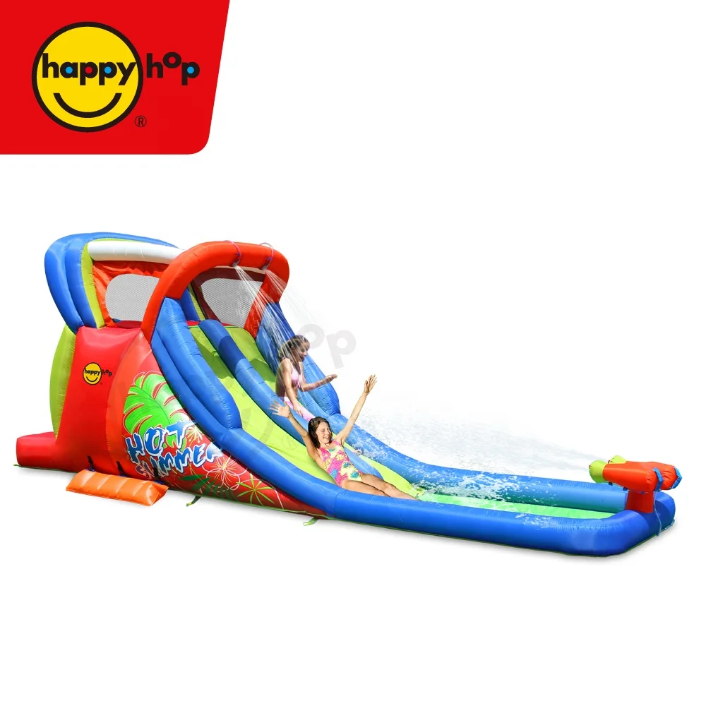 Happy Hop 9129-Inflatable Water Slide and Pool with Double Cannon,airflow water slide inflatable bouncer with water slide