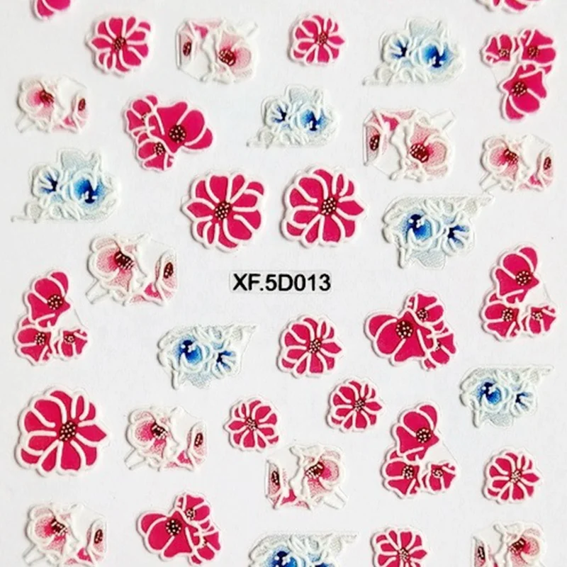 

2019 Hot 5D Nail Sticker Decals Engraved Flower-Leaf Embossed Nail-Art Acrylic Self-Adhesive Nail Art Sticker for Manicure Tool