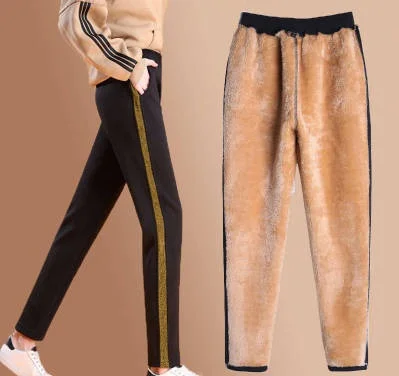 

loose plus size cotton straight nine-point women's pants plus velvet thick casual pants sports pants