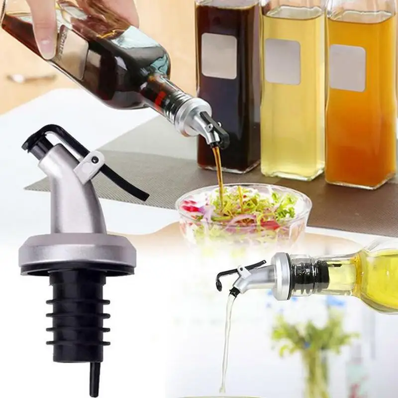 

Kitchen Oil Spout Oil Bottle Plug Pour Mouth Wine Stopper Soy Sauce Vinegar Bottle Plug Oiler Accessories, Black