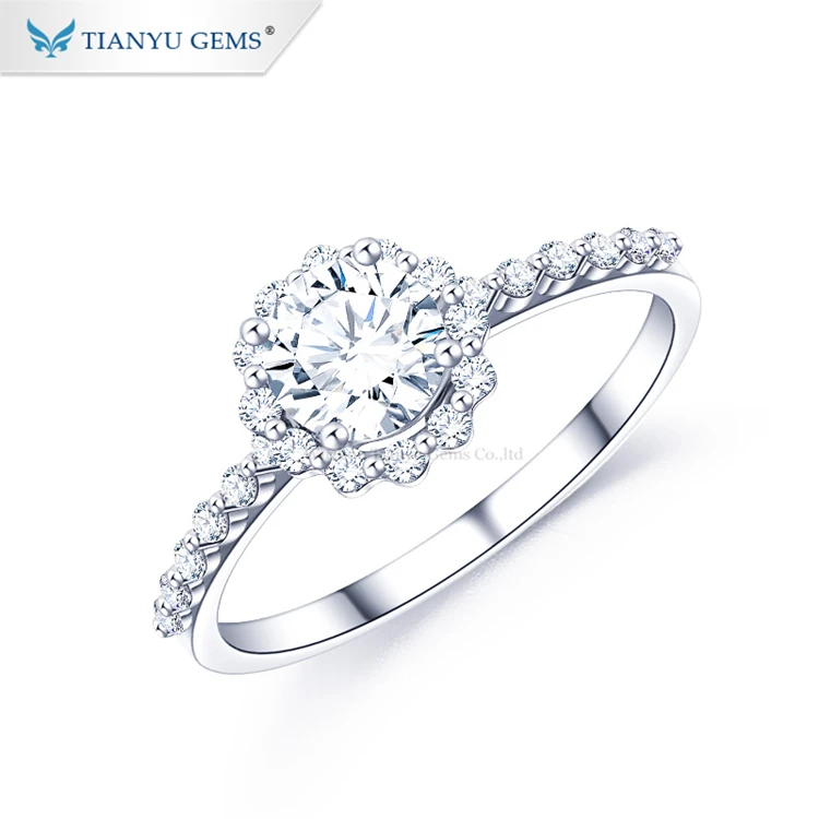 

Tianyu gems fashion ring for women 10k white gold cheap price moissanite diamond wedding rings