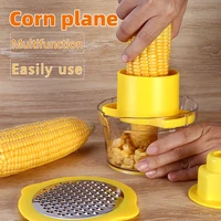 

Deluxe kitchen multifunctional corn peeler hand manual corn cob kernel remover corn stripper with measuring cup and grater