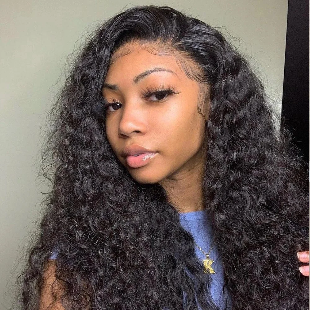 

LWIGS Deep Wave Natural Virgin Human Hair Pre-Plucked Transparent HD Lace Frontal Wig for Black Women 13x4 Lace Front Wigs