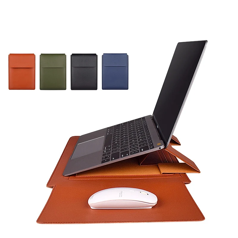 

Customize Slim Leather Laptop Bag Laptop Computer Sleeves Vertical Case Laptop Sleeve Case for Macbook 13 14 15 inch, Brown, black, dark blue, green