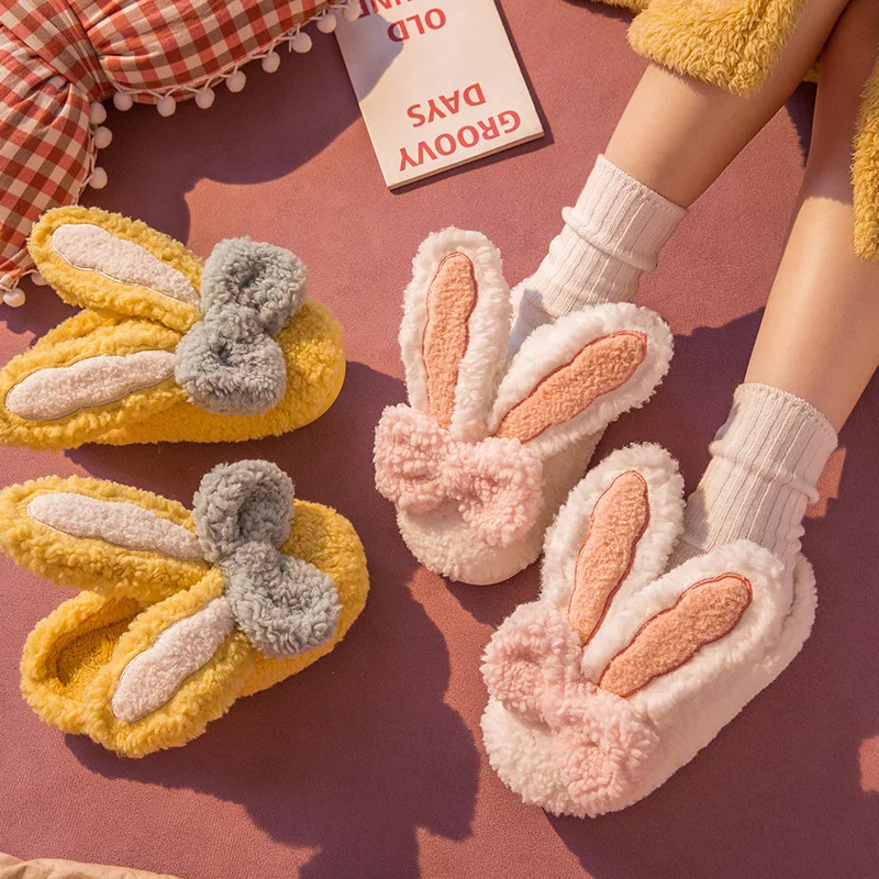 

MMX265-1 Ladies Winter Cartoon Slippers Best Price Cute Rabbit Slippers House Shoes, As picture or custom
