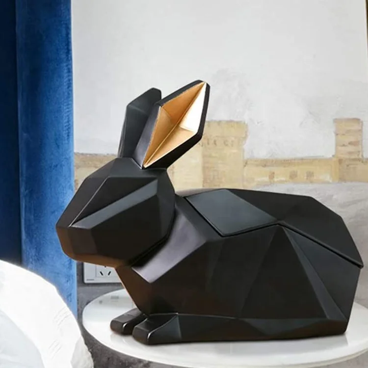 
Wholesale living room home decor geometric nordic resin rabbit tissue box 