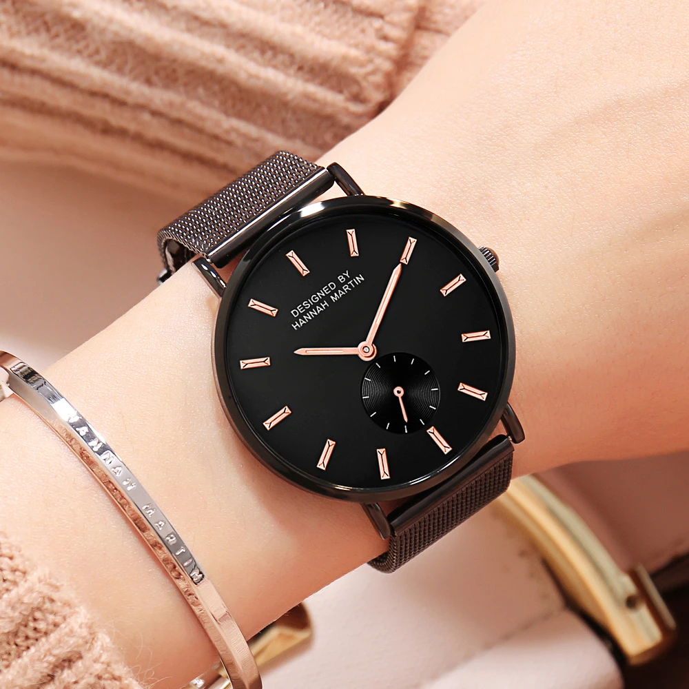 

Hannah martin 2138-W wholesale Chinese women timepiece steel Strap water resist Chrono Minimalist student watch design