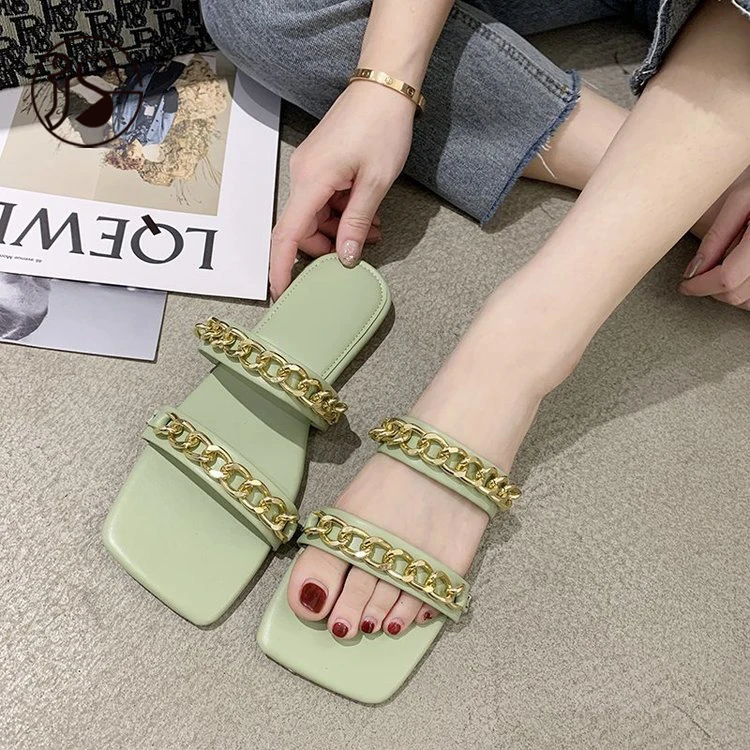 

2021 new fashion square head summer slippers casual comfort slippers for women lightweight anti slip slippers, Customized color