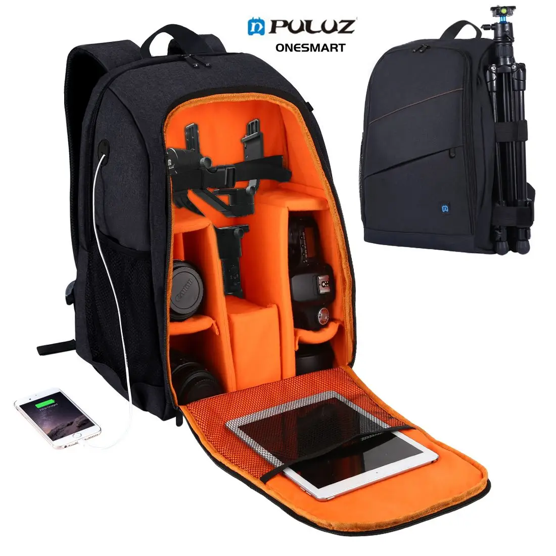 

Valentine Gifts 2021 PULUZ Outdoor Portable Waterproof Laptop Camera Backpack Handheld PTZ Stabilizer Camera Bag with Rain Cover