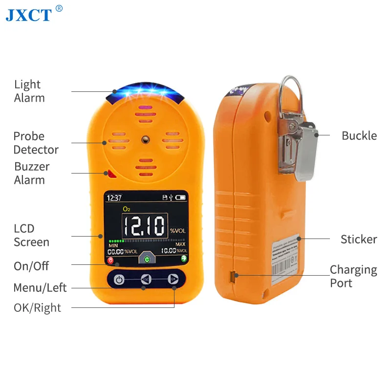 
JXCT High Sensitivity Probe Light/Sound/ Data Multiple Alarms O2 Handheld Gas Detectors Portable Oxygen Analyzer 