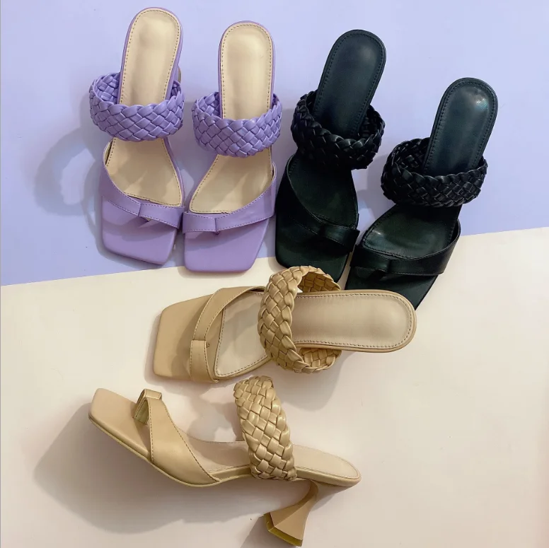 

Dorp shipping summer fashion personality design woman flip-flops mid-heel sandals and slippers, Black,brown,purple