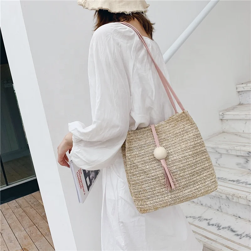 

New Design Customized Straw Beach Bag Tote With Great Price, Pink,rose,brown