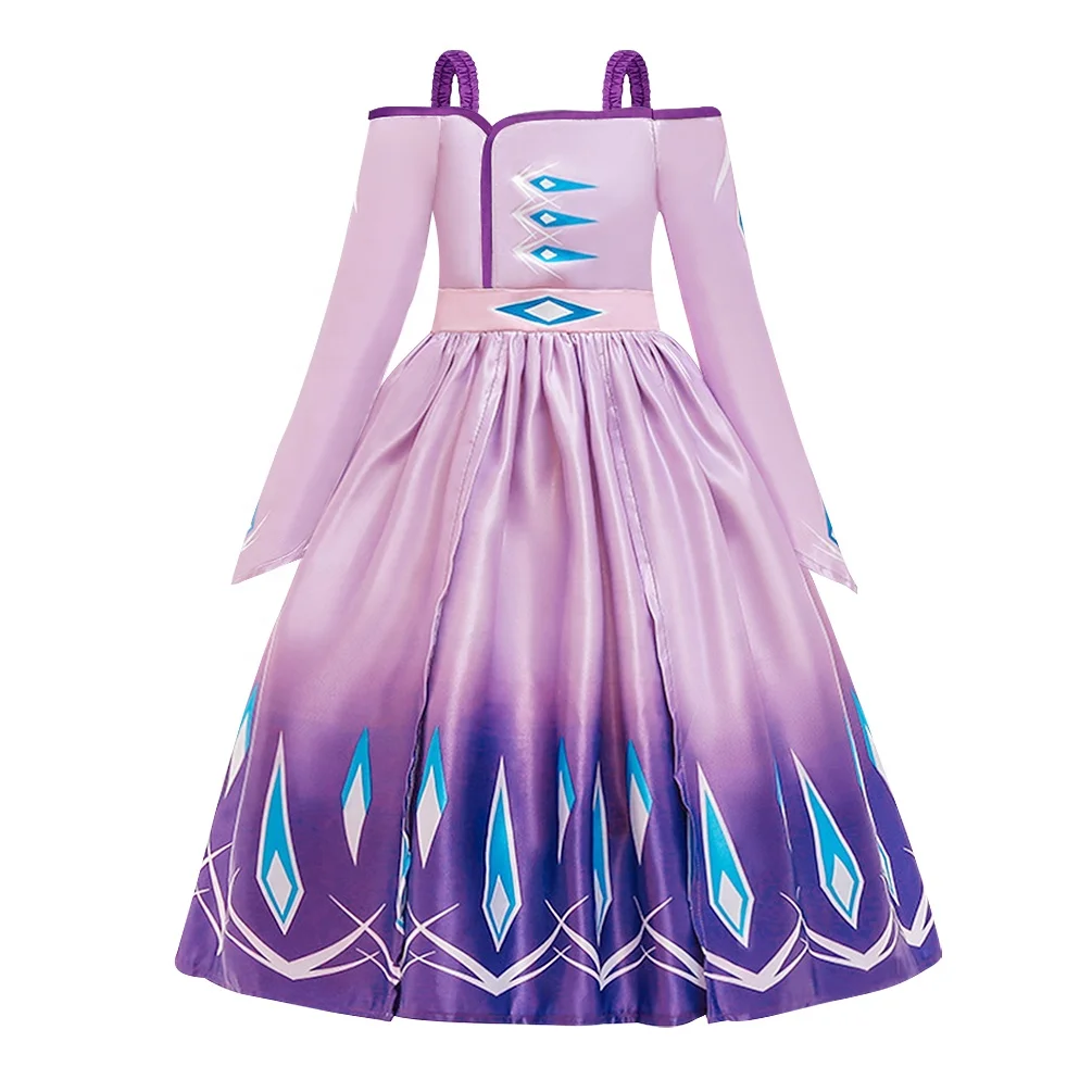 

Children's wear Girl Dress New Girl Elsa Ice Princess Evening Dress Cosplay Strapless Long Sleeve Clothes