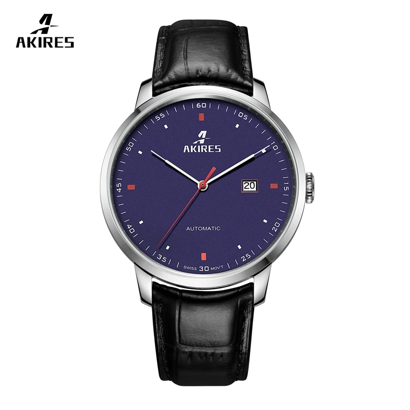 

Elegant Akires brand in stock watch fast shipping fashion men's luxury automatic watch with swiss movt