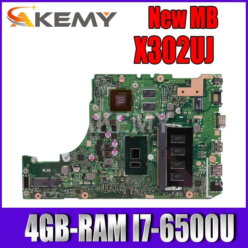 

Akemy X302UJ X302UV Laptop motherboard For Asus X302UJ X302U X302UV X302UA/UJ mainboard I7-6500U GT920M/GT940M 4GB-RAM