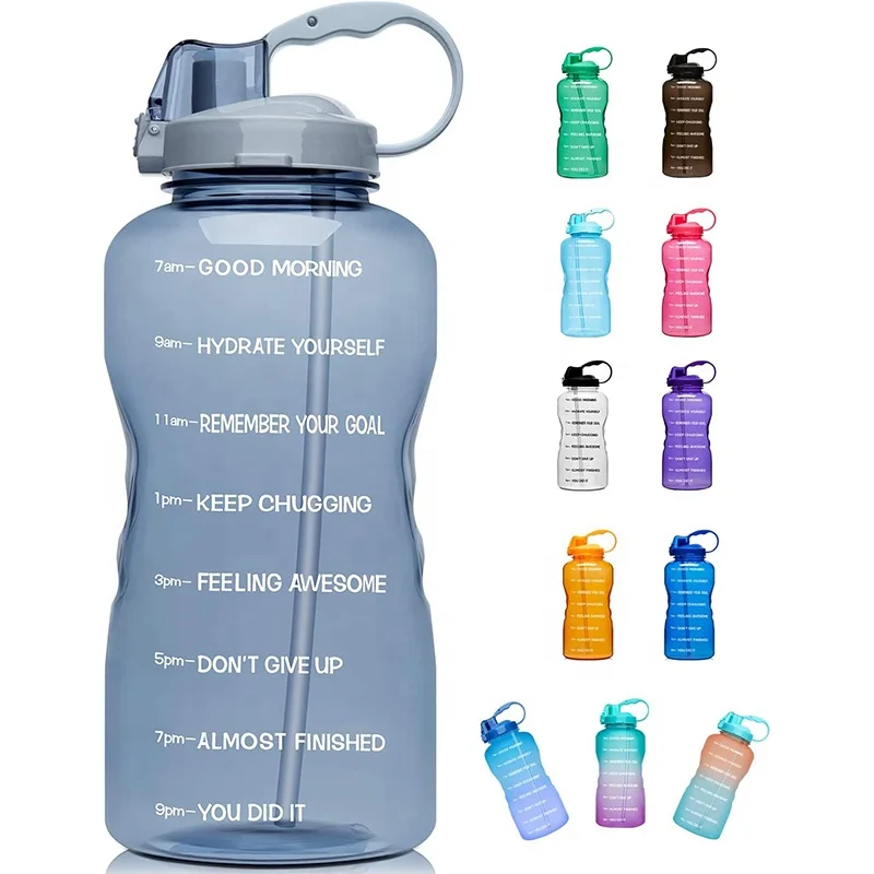 

1 Gallon/128oz Motivational Water Bottle with Time Marker & Straw for Fitness,Gym and Outdoor Sports, Current,or customized as your like.