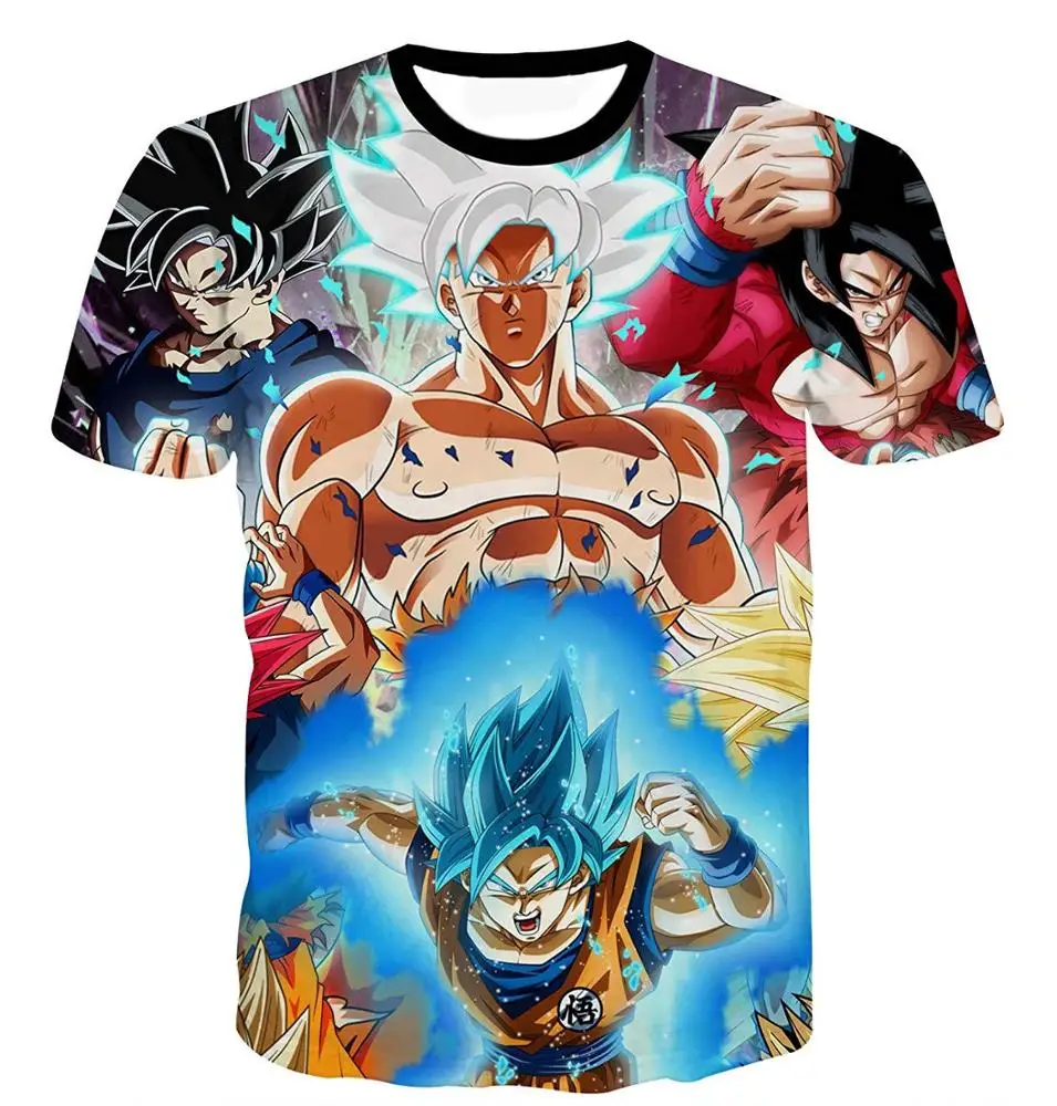 

Wholesale 100% Polyester 3d Print Tshirt Men Custom Pattern Logo Plus Size Goku clothing Anime Shirt Oversized DBZ Anime Tshirt