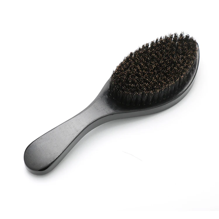 

100% Natural Boar Bristle Mens Beard Brush Wooden Handle Curved Custom 360 Wave Brush Black Gold Beard Brush