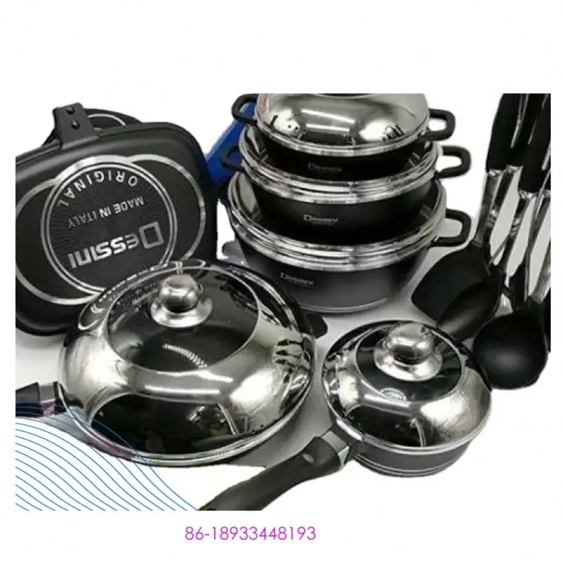 

Set die-cast aluminum medical stone non-stick pot kitchen cookware baking tray tableware dessini 23pcs combination pot